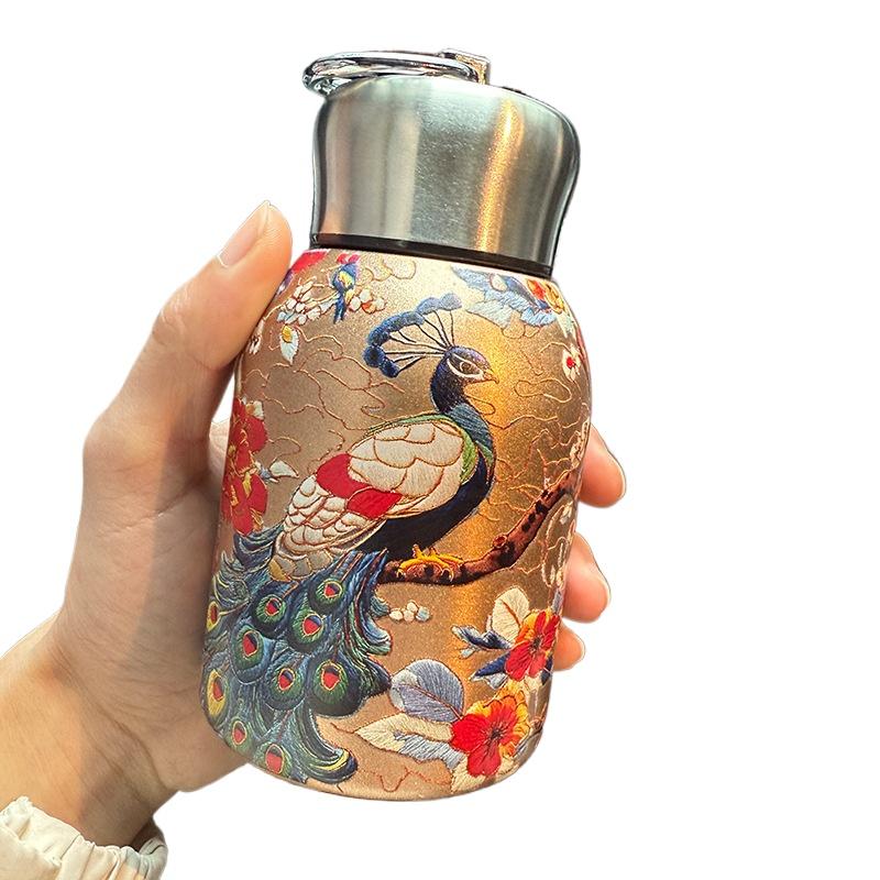 Термос в новом китайском стиле для трансграничной торговли, портативный, с ручкой для улицы, карманная чашка для автомобиля, с принтом