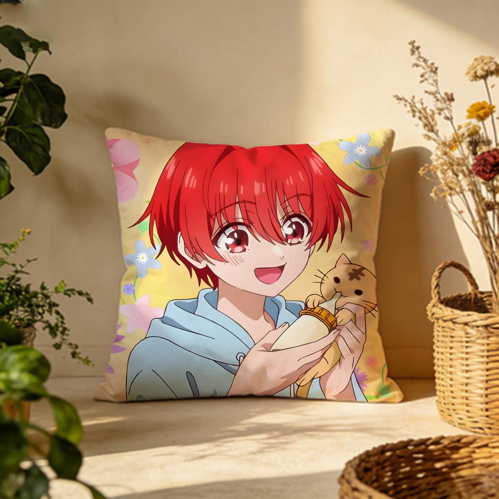 Trendy Mmikadono Sanshimai wa Angai Choroied Cushion Cover Versatile DoubleSided Pillow Case Fit for Sofa Bed Car Daily Decor