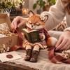 Милая фигурка лисы для любителей книг, читающая в очках, с шарфом и ботинками, статуэтка животного из смолы для книжной полки, ретро-пасторальный стиль, аксессуары для дома