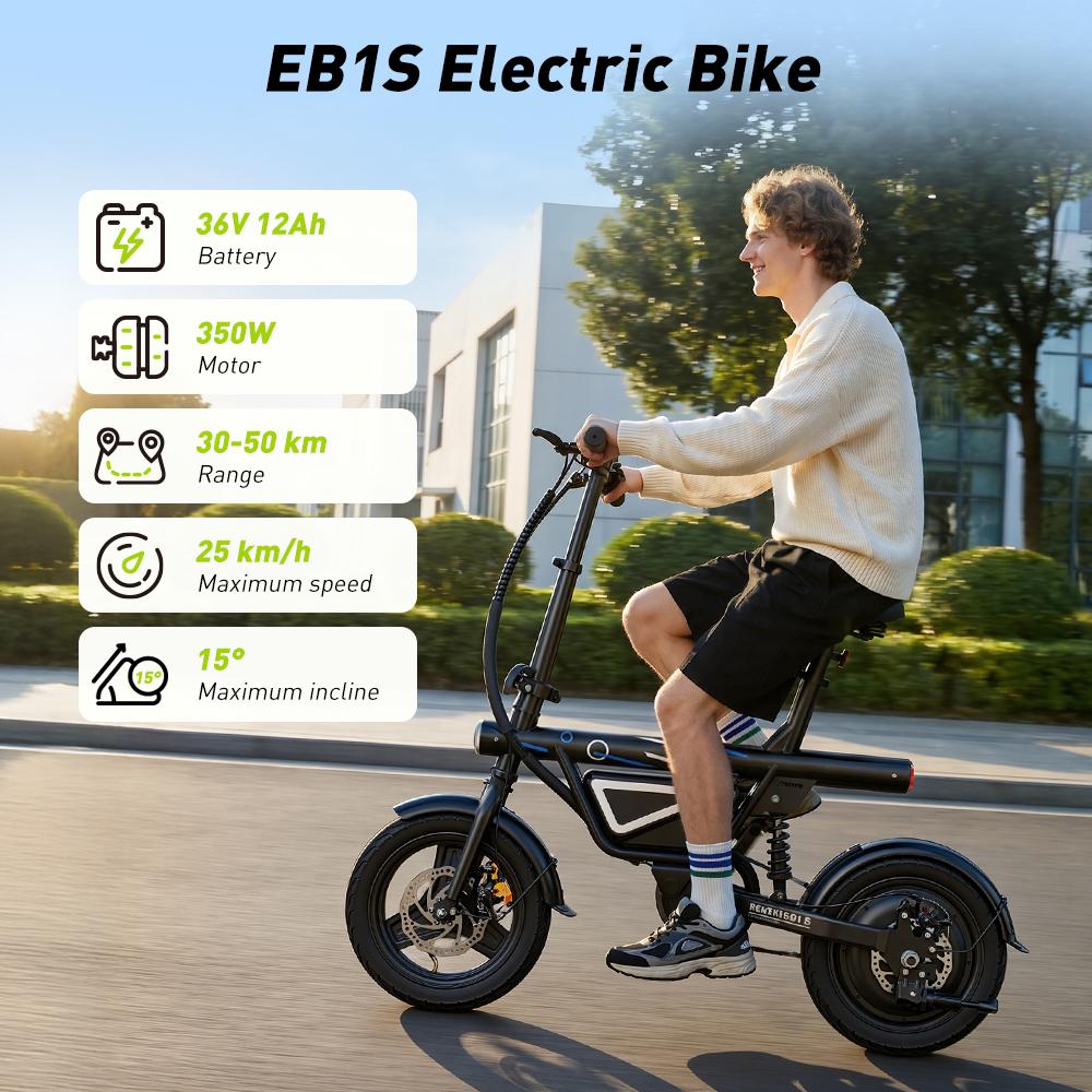 Foldable Electric Bike EB1S 250W Motor 12AH Battery 25km/h High-Speed 14inch Vacuum Inflatable Tires With APP Control
