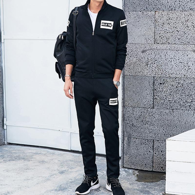 Мужской спортивный костюм с капюшоном на молнии, обычная флисовая ребристая толстовка для джоггеров из смеси хлопка