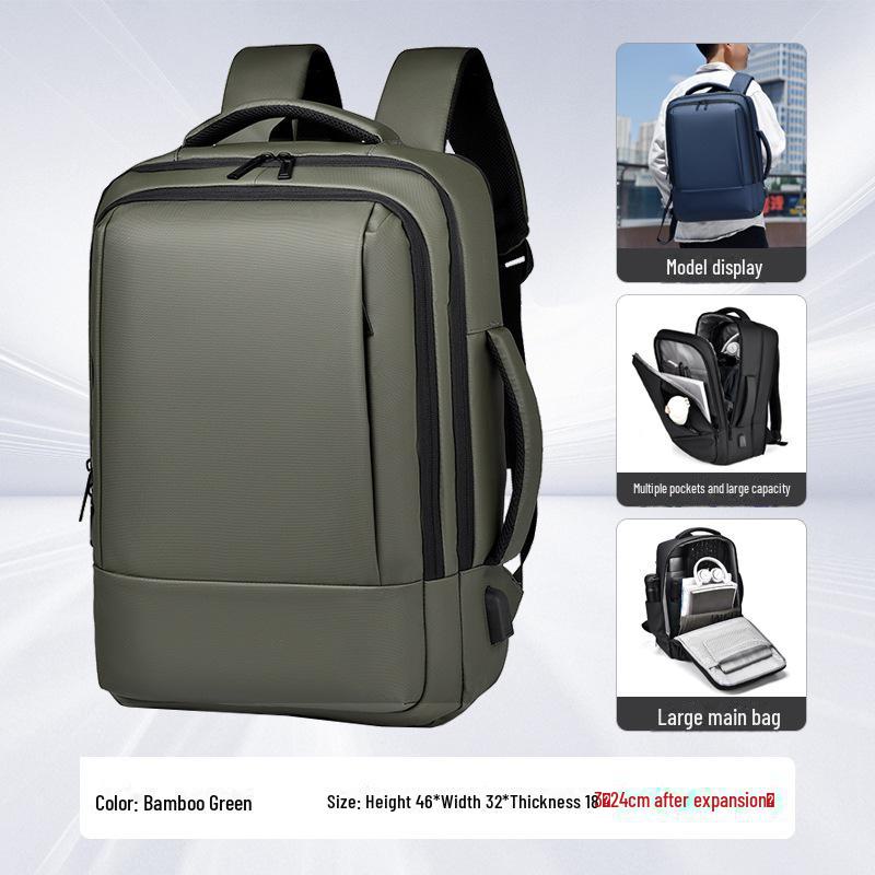 Мужской водонепроницаемый деловой рюкзак большой вместимости — высококачественная расширяемая дорожная сумка для ноутбуков 17,3 дюйма