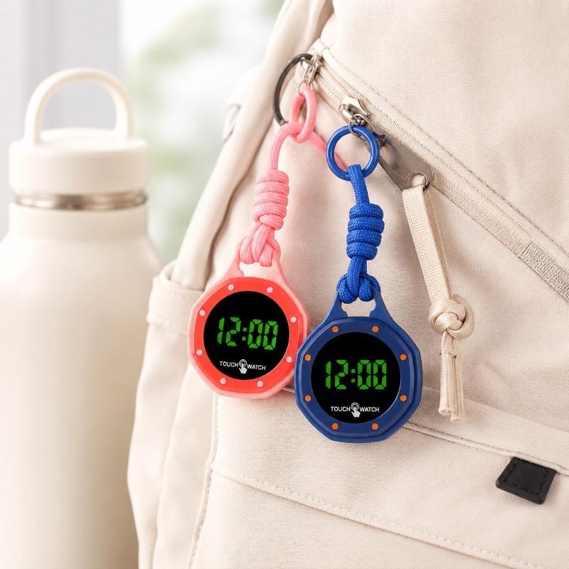 Touch Screen Digital Hanging Watch Braided Rope Lanyard Pendant Clock Mini Portable Casual LED Electronic Neck Watch Gift