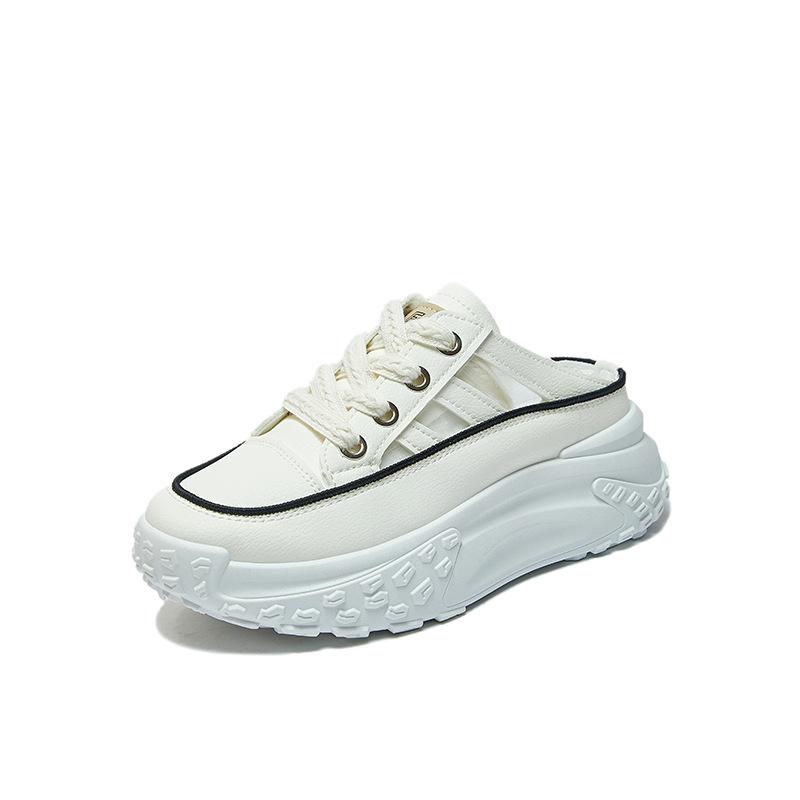 New Half-Support White Shoes Women's Raise the Bottom All-Matching Slippers Lightweight Hollow Ins Fashion Shoes Casual Shoes