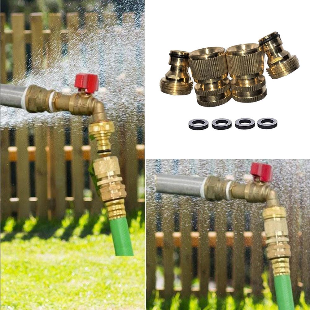Garden Hose Quick Connect Brass Fitting 3/4 Inch GHT Thread Compatible with Standard Faucets Sprinklers and Nozzles