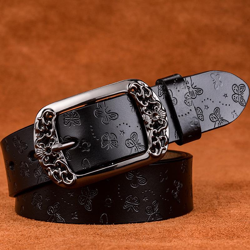 Ремень Новый Ретро Коровьей Кожаный Ремень Женский Модный Тисненый Пряжка Повседневные Джинсы Широкие
