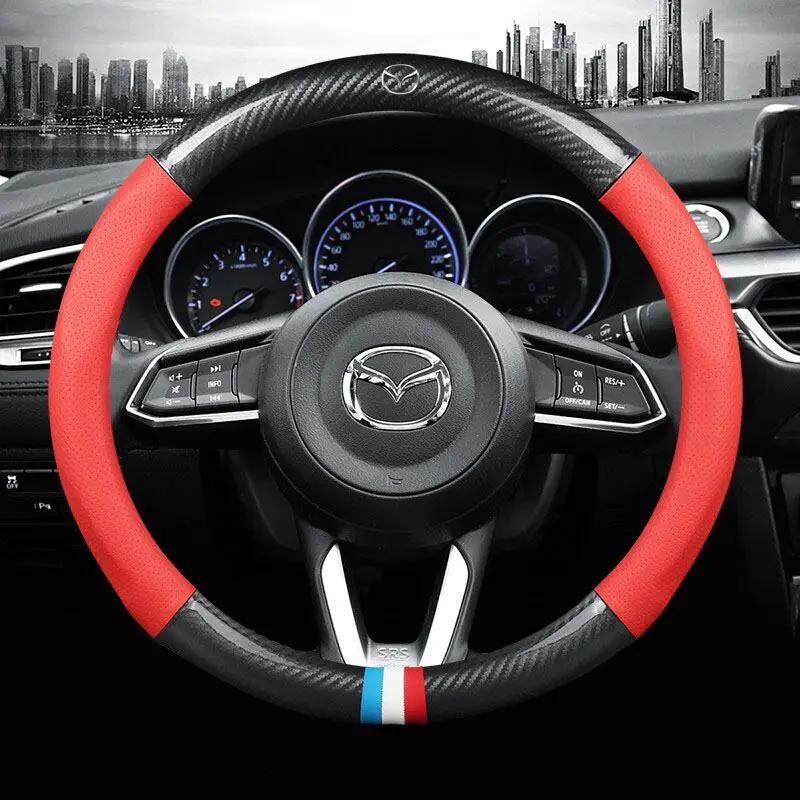 2025 Горячая карбоновая накладка на руль автомобиля Mazda Penutup Stereng Подходит для Mazda 2 3 5 6 8 CX3 CX5 CX8 CX30 MX5 Автомобильные аксессуары