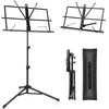 Folding Music Stand, Adjustable Height 70-135cm, Music Stand with Storage Bag, Black, MS21
