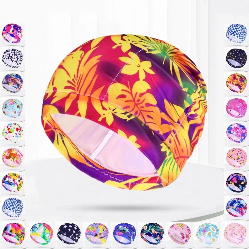 Шапочка для плавания с принтом цветов, высокая эластичность, для длинных волос, шапочка для дайвинга, шапочка для плавания, шапочка для бассейна