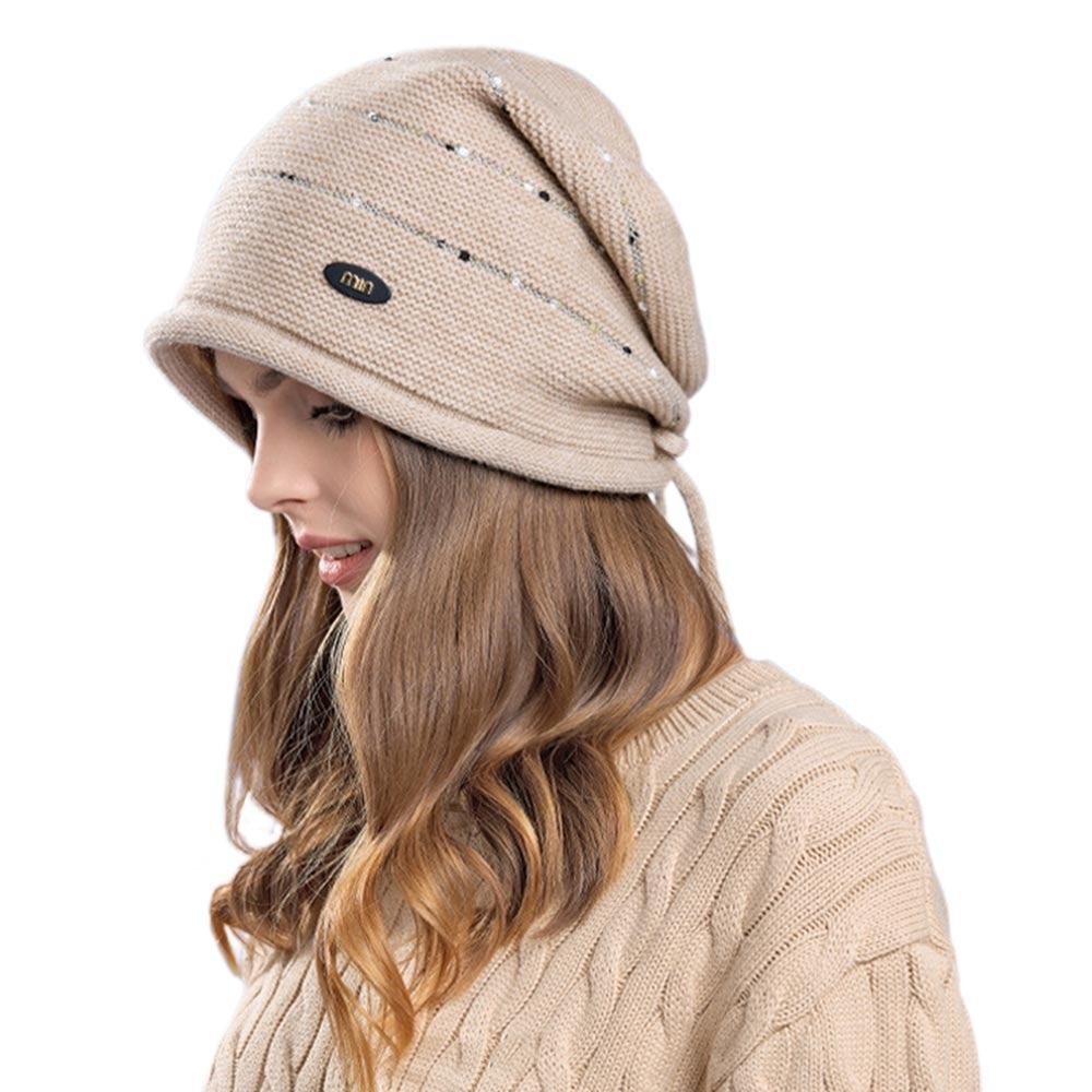 Soft Winter Knitted Hat Short Brim Ear Protection Hat Casual Beanies Men Women