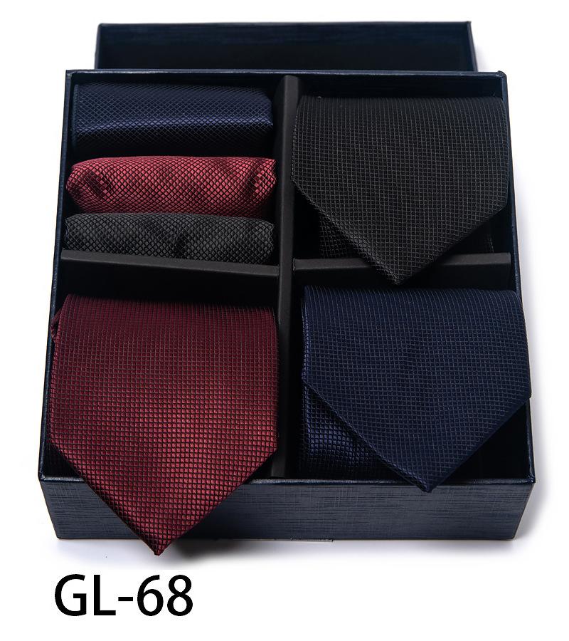 Men'S Gift Box Set Tie Fashion Business Net Color Jacquard Tie Square Scarf