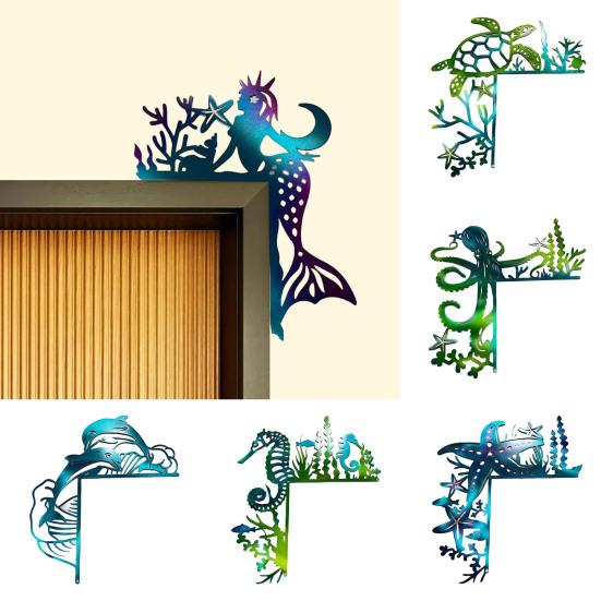 Sea Animal Door Frame Decoration Metal Seahorse Turtle Octopus Mermaid Dolphin Starfish Door Corner Sign
