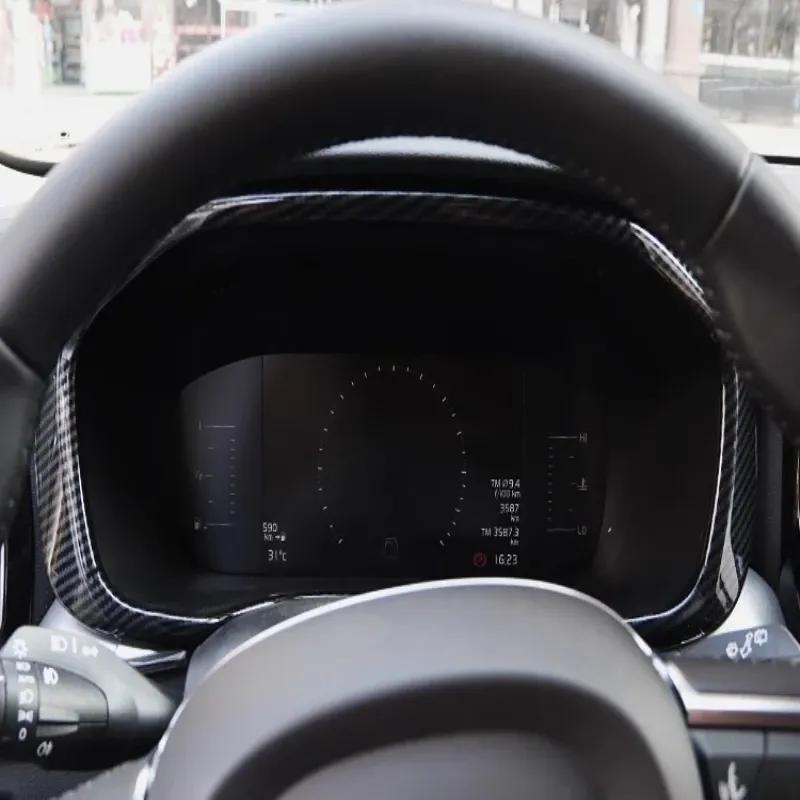 For Volvo XC60 XC 60 2018- interior Accessories Kit ABS Carbon Fiber Dashboard trument Screen Decoration Cover Trim