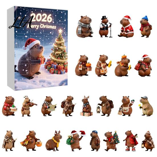 Advent Calendar with Animal Pendants 24 Hanging Decors, Day Countdown Holiday Box for Christmas Thanksgiving, Acrylic Ornament Gift