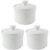 OUNONA Braised Chawanmushi Ceramic White with Lid Stylish Japanese Style 4 Inch Stew Pot Pudding Container Heat Resistant Soup Bowl Jar Stew Pot