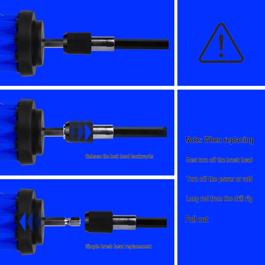 Набор щеток для дрели: Средство для чистки плитки и стекла для кухни, ванной комнаты, автомобильных дисков - Включает синий шарик и плоские щетки