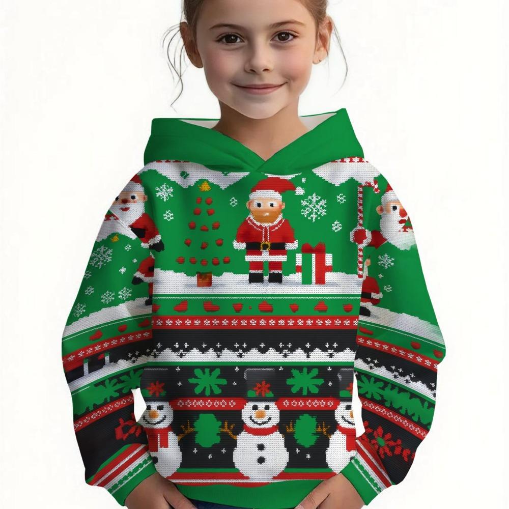 Зимняя праздничная рождественская толстовка с капюшоном и принтом оленя и снеговика для девочек и мальчиков, толстовки для взрослых и детей