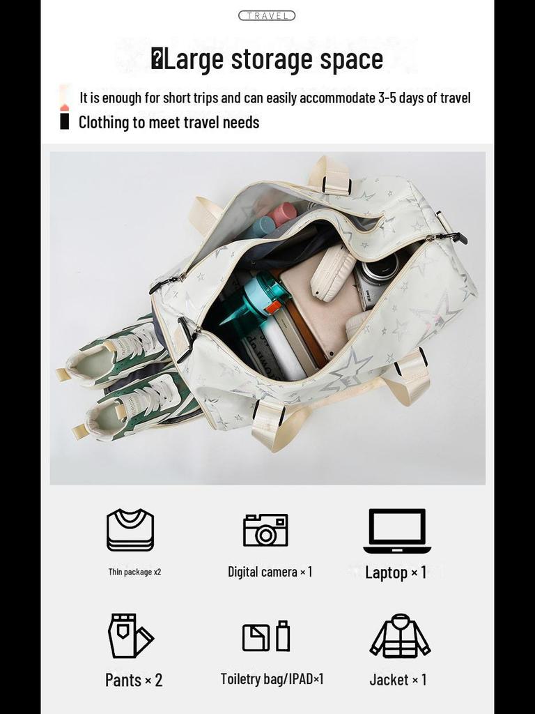 Вместительная дорожная сумка с отделением для обуви и отделением для влажного/сухого белья, удобная для переноски в руке, для спорта и отдыха.