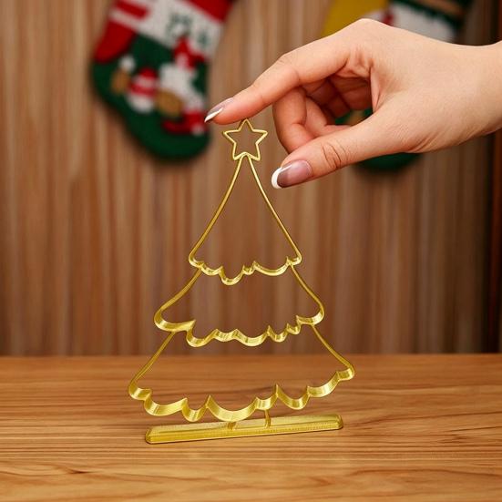 Christmas Party Supplies 3D Printed Hollow Tree Ornament, Modern Minimalist Festive Holiday Home Interior Accents Sculpture, Decorative Tabletop