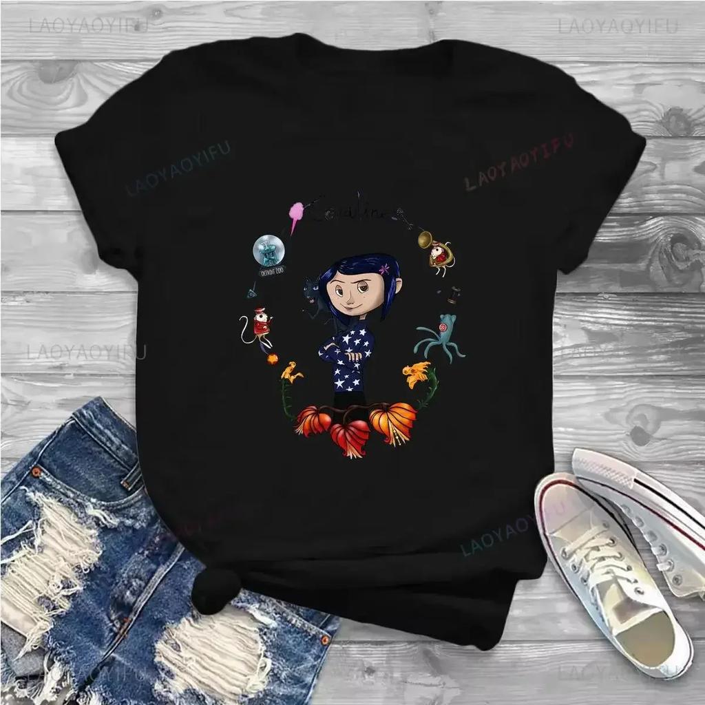 Coraline Amazing Tees Классические женские футболки Винтажная футболка с коротким рукавом и круглым вырезом Летняя одежда Женская одежда