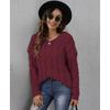 Autumn and Winter Women's Thickened Twist Knit V-Neck Hooded Loose Pullover Sweater