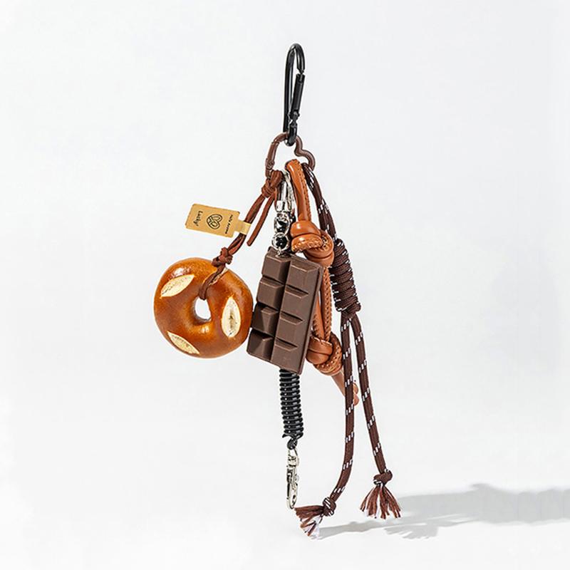 Bag Charm Braided Rope Bag Pendant High-grade Pendant Cute Alkaline Water Bread Bag Pendant Chocolate Pendant