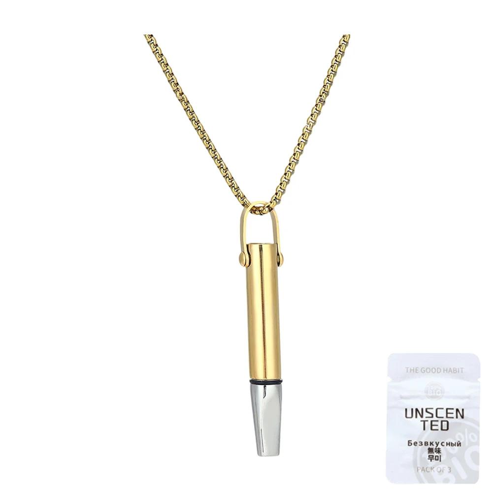 Breathing Necklace with Filter Cotton Titanium Steel Pendant Wear Resist Mindfulness Necklace for Smoking Cessation Tool