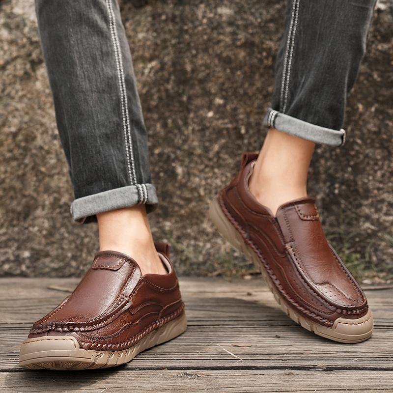 Мужская кожаная обувь ручной работы, мокасины, повседневные удобные мужские лоферы, кожаные туфли без застежек, мужская обувь на плоской подошве, распродажа, прогулочная обувь