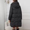 Women's Solid Color Hooded Medium Long Thick Waist Padded Coat