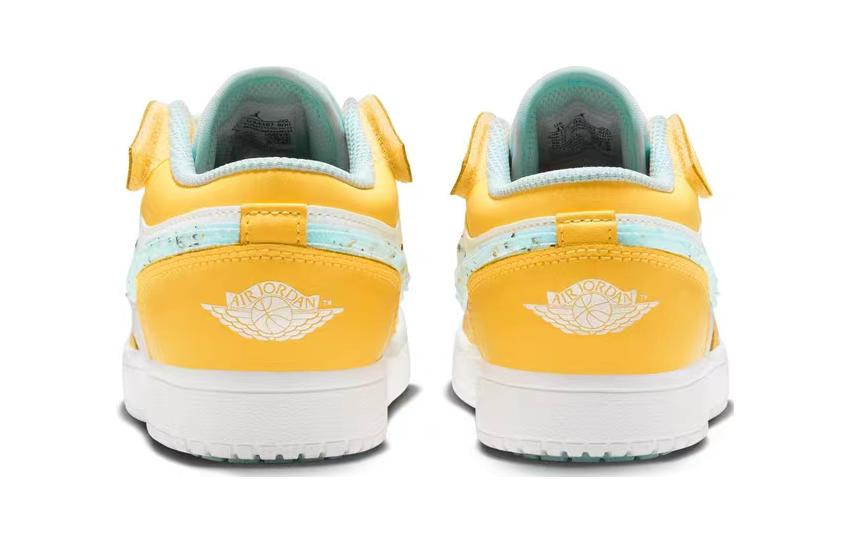 Jordan Air Jordan 1 Low Alt SE PS Канвас Дышащие Низкие Детские Кеды для Скейтбординга Желто-Белые DX4387-800