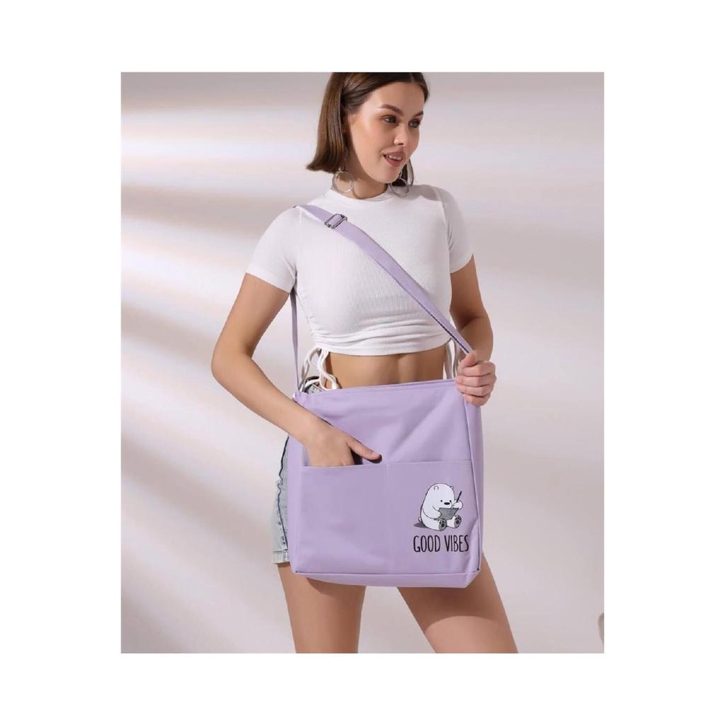 Сумка из набивного полотна с двумя карманами на молнии 1-го класса с регулируемым плечевым ремнем цвета мяты