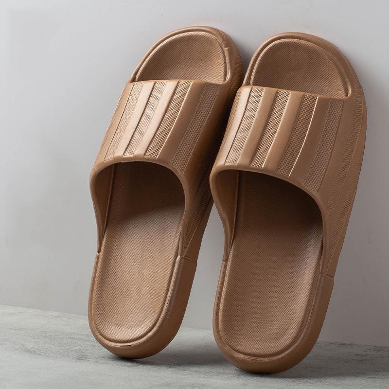 Летние полосатые модные тапочки для пар, женские и мужские домашние тапочки, легкие тапочки из ЭВА с толстой мягкой подошвой для использования в помещении и на открытом воздухе, противоскользящие тапочки для ванной комнаты