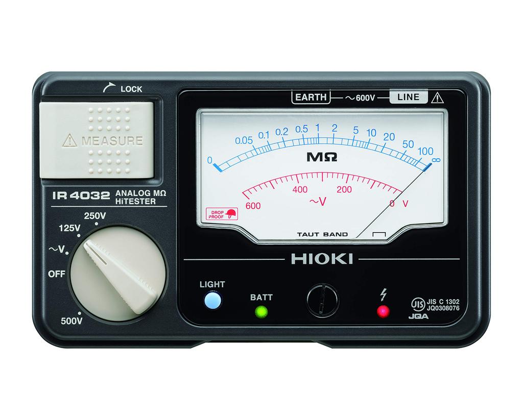 HIOKI Electric Insulation Resistance Meter Analog Megohmmeter with Test Leads L9787 JIS Made in DC 500V Megger (Hioki Co., Ltd.) IR4032-10
