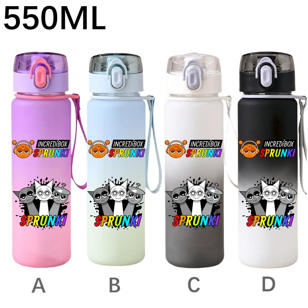 High Quality 550ml Game Sprunki Gradient Sports Water Bottle Cartoon Leak-proof Portable Drinking Bottles Outdoors Sports Fitness Water Cup