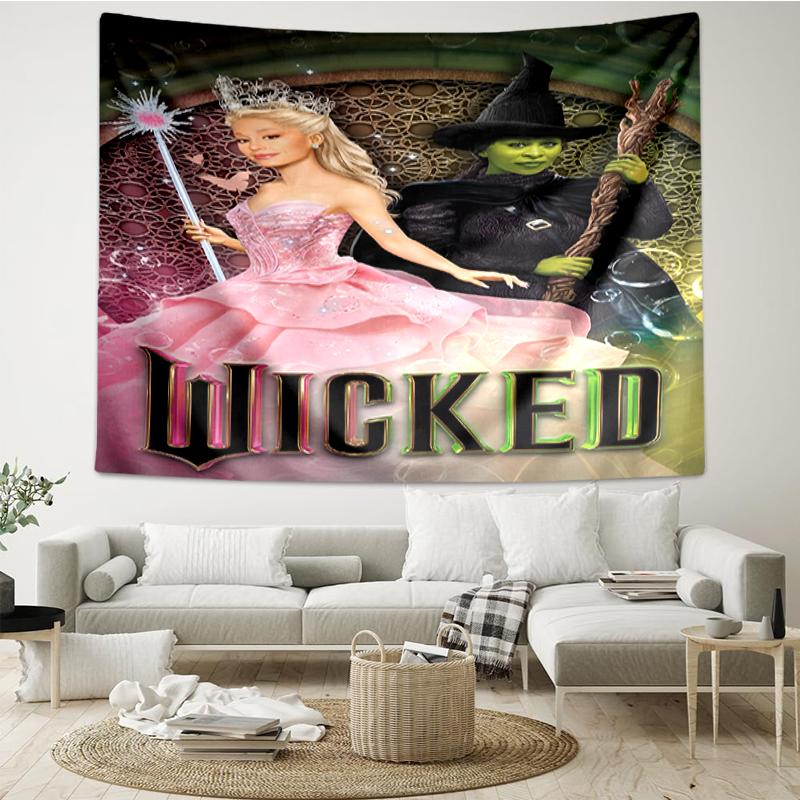Wicked Print Tapestry, Backdrop, Easy Setup, Ideal for Bedroom, Office & Living Room, with Aesthetic Wall Hanging Decor.
