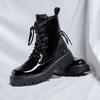 FashionWinter Новые кожаные мужские ботинки, черные модные мотоциклетные ботинки, универсальные уличные ботинки на платформе, мужские лодки Zapatos Para Hombres