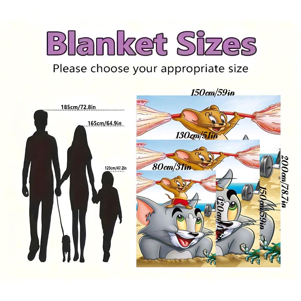 Tom and Jerry Beach Adventure Kids' T-ShirtBlanket Flannel Throw Blanket for Sofa, Bed, Travel, Camping, Office