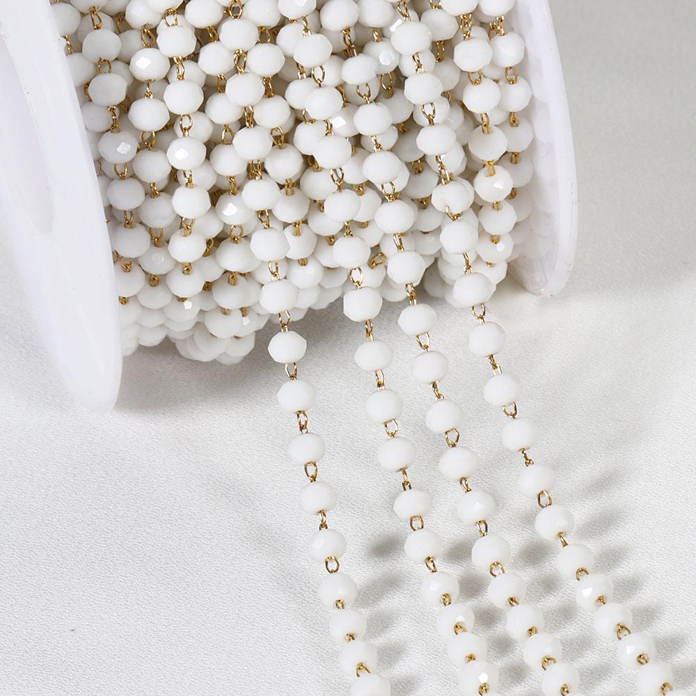 1Meter Colorful Glass Ball Beaded Chain Crystal Beads Necklace Body Chain Accessories for Jewelry Making Components DIY Supplies