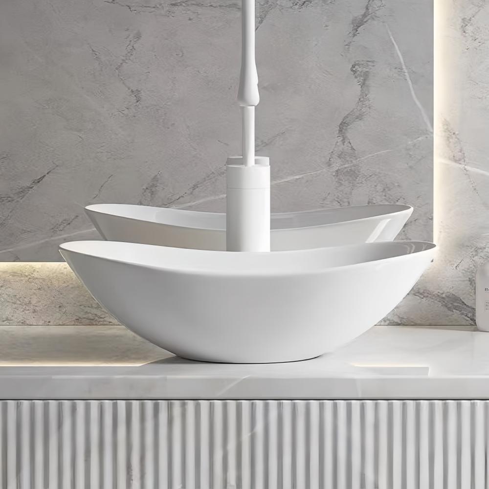 Современная овальная керамическая раковина для ванной комнаты, 16,3"X9,8" - элегантная раковина для ванной комнаты со сливными принадлежностями (Кран в комплект не входит)