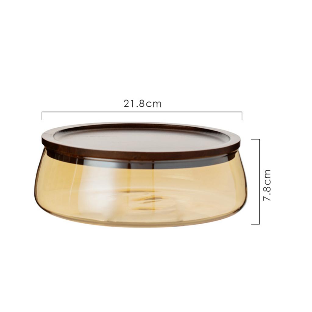 Glass Bowl with Wood Plate Fruit Nut Dried Candy Serving Tray Storage Box with Lid Dry Fruits Container Home Kitchen Supplies
