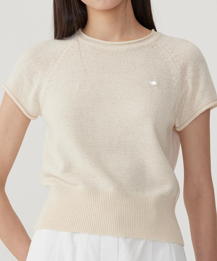 COVERNAT WOMAN Boucle Raglan Half Knit Ivory
