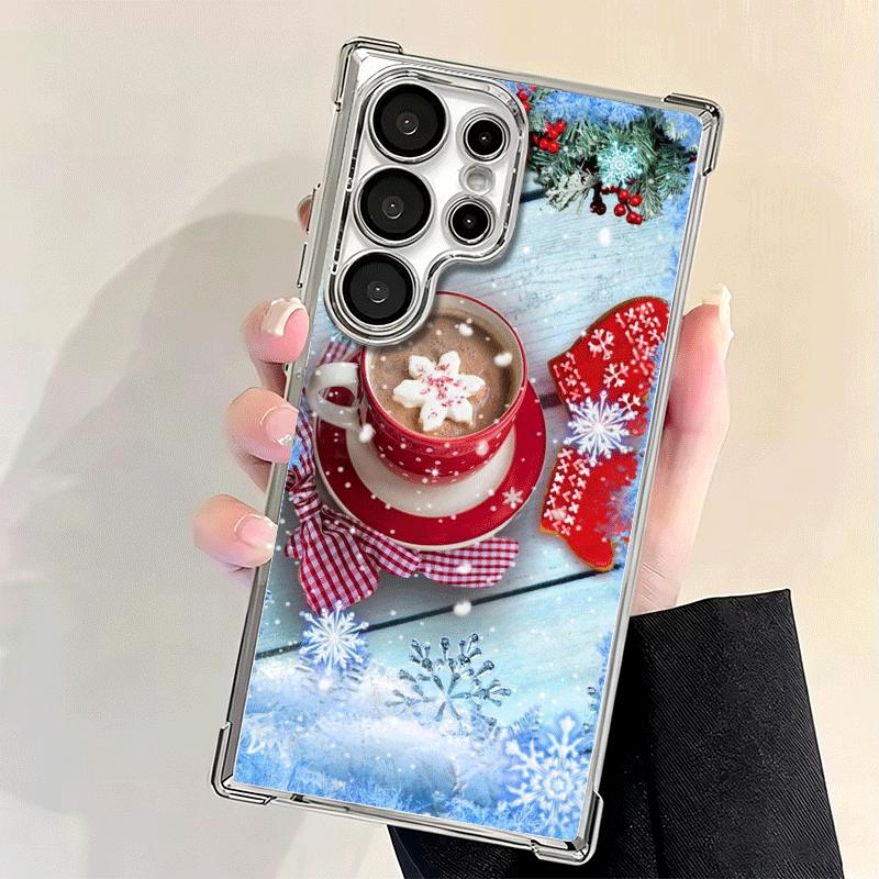 Зимний Кофе Рождественская Тема Покрытие Чехол для Телефона Для Samsung Galaxy S24 S25 FE S26 Edge S23 Ultra S22 S21 Plus S20 Противоударный Воздушный