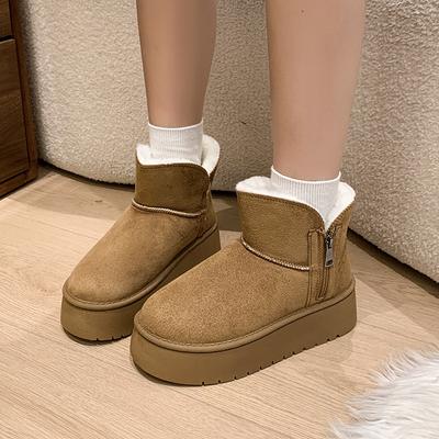 Обувь на толстой подошве, Снежные ботинки большого размера, Новые модные и теплые хлопковые ботинки, Утепленные студенческие женские ботинки