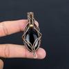Amazing Black Onyx Gemstone Handmade Pure Copper Wire Wrapped Pendant Jewelry