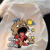 Unisex Retro American Cartoon Print Hooded Sweatshirt Loose Streetwear Oversized Pullover