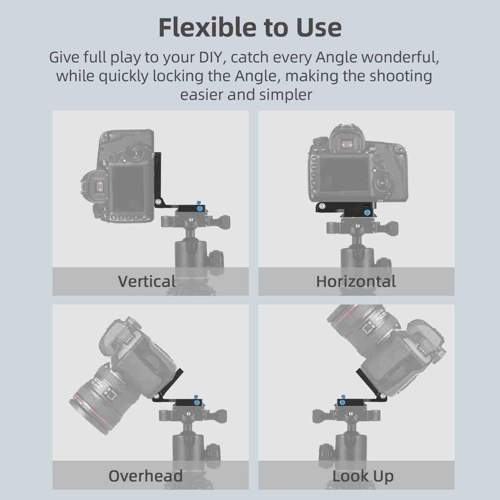 Quick Release Plate Aluminium Alloy Foldable L Shaped Camera Quick Release Plate with 1 4in and 3 8in Screw Hole for