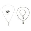 SHIXIN 4Pcs/Set Luxury Necklace Bracelet Ring with Acrylic Rhinestones Geometric Pendant Vintage Stackable Jewelry Set Women