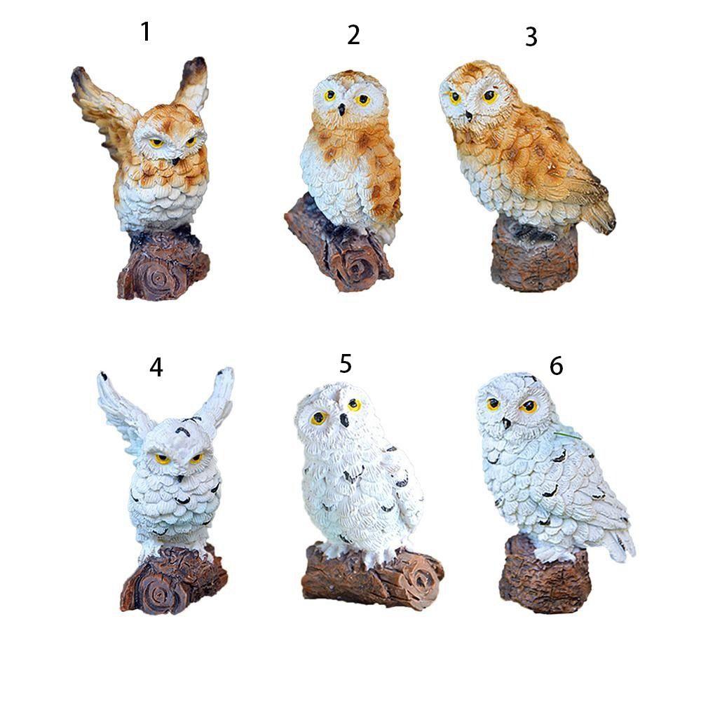 Owl Figurine Resin Realistic Adorable Owl Fairy Garden Decoration Ornament Miniature Animals Landscape Home Decor Accessory