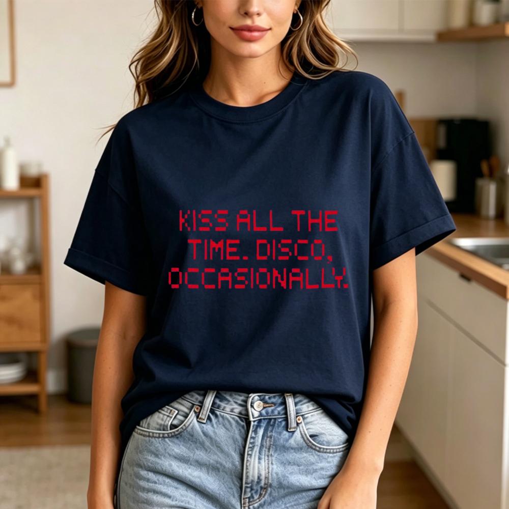 Kiss All The Time Disco Occasionally Unisex TShirt Casual Fashion Cotton Short Sleeve Summer Harajuku Aesthetic Top Gift For Her