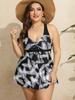 2024 New Vintage Print Tankini Sexy Plus Size Swimsuit Women Back Cross Two Piece Swimwear Conservative Beachwear Bathing Suit